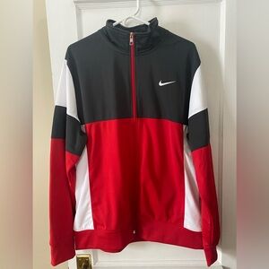 Nike Men's Red, Black, and White zip up sweatshirt